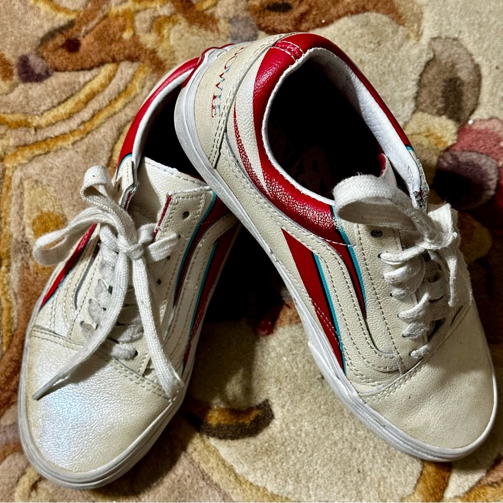 Vans Red and White Bowie Sneakers